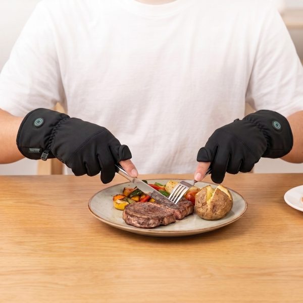 Ololar Flex Series Heated Gloves with convertible finger caps for eating