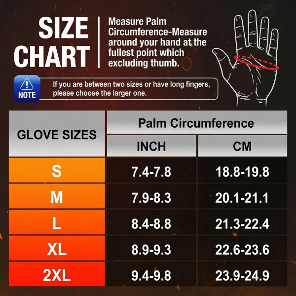 Ololar Shield heated gloves size guide