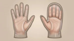 Gloves vs. mittens for Raynaud's showing separate fingers and shared finger space