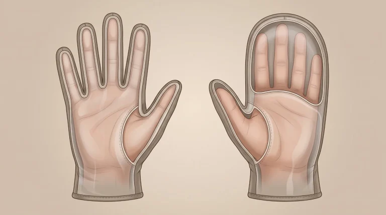Gloves vs. mittens for Raynaud's showing separate fingers and shared finger space