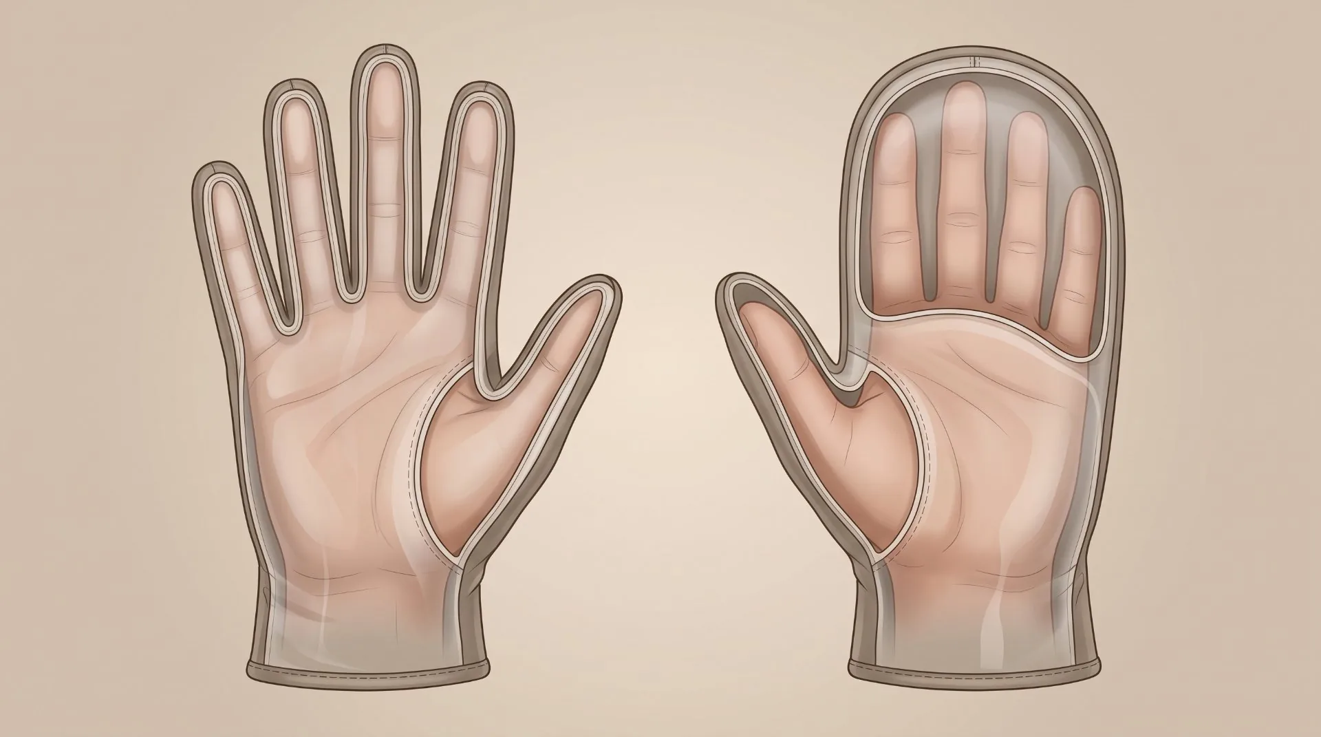Gloves vs. Mittens for Raynaud’s Gloves vs. mittens for Raynaud’s showing separate fingers and shared finger space