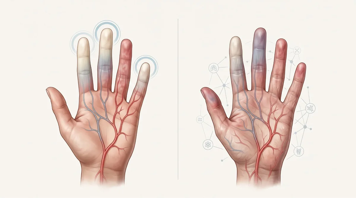 Primary and secondary Raynaud&rsquo;s shown as two different clinical contexts